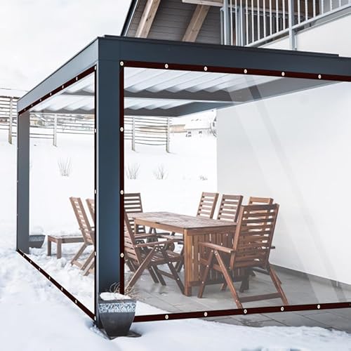 Plane mit ösen, Plane Transparente mit ösen, PVC Abdeckplane Wasserdicht Regenschutz Windschutz Sonnenschutz für Balkon Garten Pflanzengewächshaus (2m x 2m) von MINGPINHUIUS