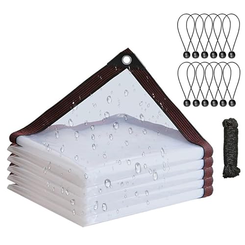 Plane mit ösen, Plane Transparente mit ösen, PVC Abdeckplane Wasserdicht Regenschutz Windschutz Sonnenschutz für Balkon Garten Pflanzengewächshaus (2m x 4m) von MINGPINHUIUS