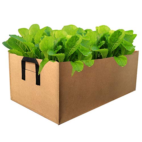 Rechteckige Pflanztasche aus Filz für den Garten, quadratisch, mit Griffen, für drinnen und draußen, Pflanzgefäß für Blumen, Gemüse, Tomaten, Kartoffeln (braun, 60 x 20 x 30 cm) von MINGPINHUIUS