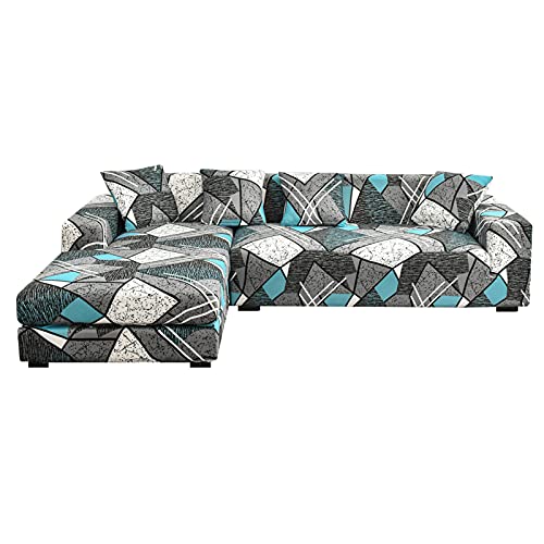 MINGPINHUIUS Sofa Überzug L Form, 2-teilig 3 Sitzer Stretch Sofabezug mit 4pcs Kissenbezug geeignet für Ecksofa,L Förmig Sofa von MINGPINHUIUS