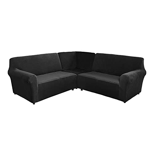 MINGPINHUIUS Sofabezug L Form Stretch Sofabezug aus Samt für 5 Sitzer Ecksofa, Anti Rutsch Sofa Überzug L Form Dicker weicher waschbarer Möbelschutz von MINGPINHUIUS