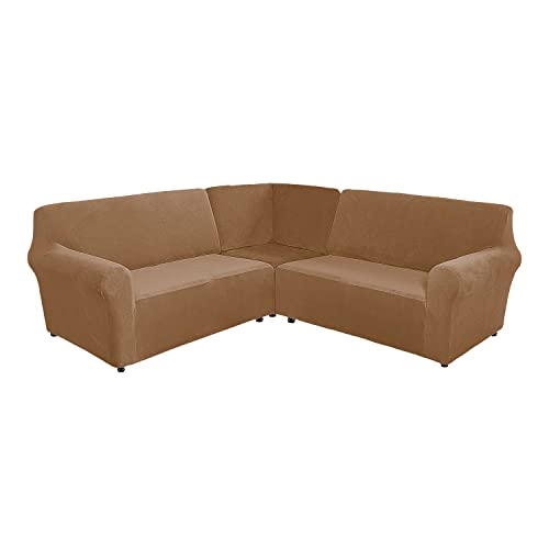 MINGPINHUIUS Sofabezug L Form Stretch Sofabezug aus Samt für 5 Sitzer Ecksofa, Anti Rutsch Sofa Überzug L Form Dicker weicher waschbarer Möbelschutz von MINGPINHUIUS