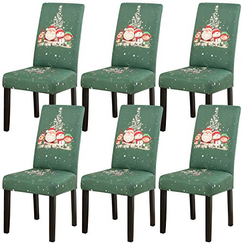 Weihnachten Stuhlhussen 1er 2er 4er 6er Set Xmas Weihnachtlich Stuhlüberzug Universal Stretch Stuhlbezüge Abnehmbar Waschbar Weihnachten Stuhlbezug für Esszimmer Party Banquet (D, 6er set) von MINGPINHUIUS