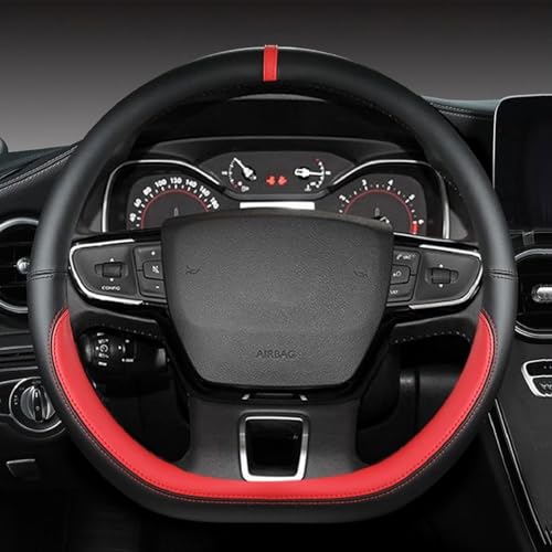MINGRUILIHAI Auto Lenkradabdeckung für Ford Escape IV 2023 2024 2025, Anti-Rutsch Lenkradbezug PU-Leder Lenkradhülle Lenkradschutz Innenraum Styling Zubehör,H/Red von MINGRUILIHAI