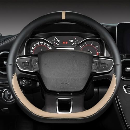 MINGRUILIHAI Auto Lenkradabdeckung für Ford Focus 2 mk2 2005-2011, Anti-Rutsch Lenkradbezug PU-Leder Lenkradhülle Lenkradschutz Innenraum Styling Zubehör,B/Beige von MINGRUILIHAI