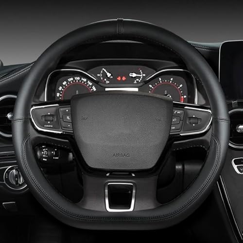 MINGRUILIHAI Auto Lenkradabdeckung für Ford Mustang Convertible VII 2023 2024 2025, Anti-Rutsch Lenkradbezug PU-Leder Lenkradhülle Lenkradschutz Innenraum Styling Zubehör,E/Black von MINGRUILIHAI