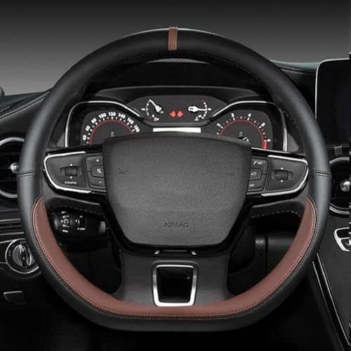MINGRUILIHAI Auto Lenkradabdeckung für Ford Mustang Mach-E 2020-2025, Anti-Rutsch Lenkradbezug PU-Leder Lenkradhülle Lenkradschutz Innenraum Styling Zubehör,D/Coffee von MINGRUILIHAI
