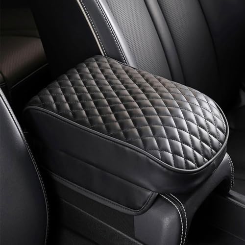 MINGRUILIHAI Auto Mittelkonsole Armlehne Pad für VW Amarok Dual Cab 2.Gen 2010-2025, Armlehnenkissen Autositz Mittelarmlehne Abdeckung PU Leder Armlehnenbezüge Zubehör,B/Black von MINGRUILIHAI