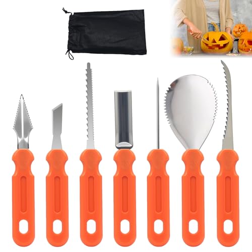 MINGRUO 7 Stück Halloween Kürbis Schnitzset, Kürbisschnitz-Set, Kürbis Schnitzwerkzeuge mit Aufbewahrungstasche, Edelstahl Halloween Kürbisschnitzset für Kinder und Familie Halloween Dekoration MINGRUO 7 Stück Halloween Kürbis Schnitzset, Kürbisschnitz-Set, Kürbis Schnitzwerkzeuge mit Aufbewahrungstasche, Edelstahl Halloween Kürbisschnitzset für Kinder und Familie Halloween Dekoration von MINGRUO