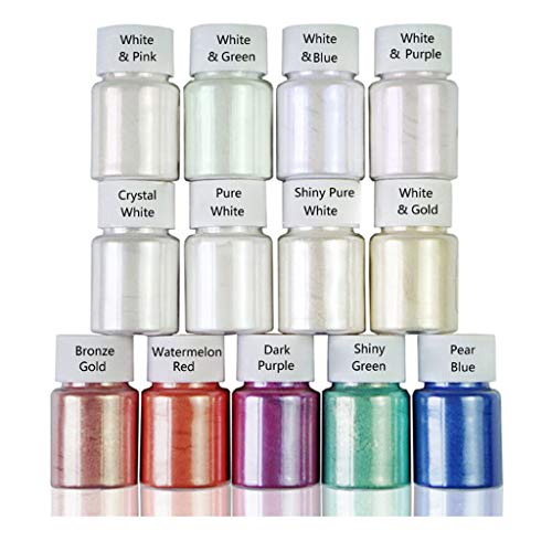 MINGSTORE 13 Farben Aurora Harzpulver Glimmer Perlglanzpigmente Kit Farbstoffe Harzfarbstoff Epoxidharz Farbtonung Schmuckherstellung von MINGSTORE