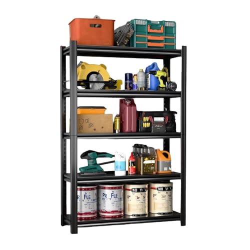 MINGYIHUI 5-Stöckiges Schweres Metallregal für Garagen mit Rollen,1.8 m Hohes Metall Regalsystem Basic,Einfach zu Montieren,Geeignet für Garagen,Werkstätten und Lagerräume(Size:90x40x183cm) von MINGYIHUI