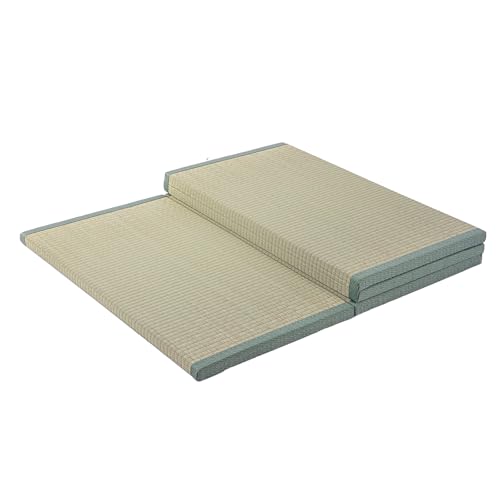Natürliche Tatami-Matte aus Schilfgras,4-Fach Faltbares Design,Traditionelle Bodenmatte zur Entlastung von Schultern und Rücken,Geeignet für Zen-Meditation und Yogaübungen(Size:90x200x3.5cm) von MINGYIHUI