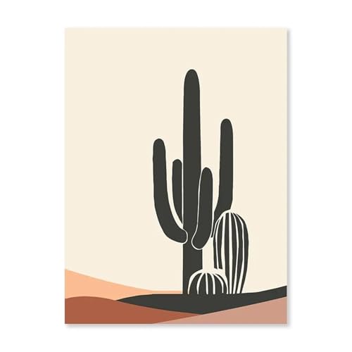 MINGYTN Wandkunst Leinwanddrucke Abstrakte Wüste Kaktus Landschaft Poster Kein Rahmen Geometrische Linie Wand Kunst Leinwand Malerei Nordic Zimmer Dekoration Bild(H,50x70cm) von MINGYTN