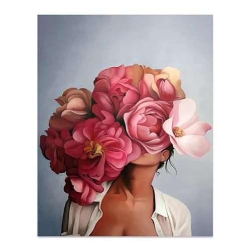 MINGYTN Wandkunst Leinwanddrucke Abstraktes Porträt Blumen Federn Frau Wandkunst Minimalistischer Druck Leinwand Malerei Poster Für Wohnzimmer Moderne Wohnkultur(C,40x60cm) von MINGYTN