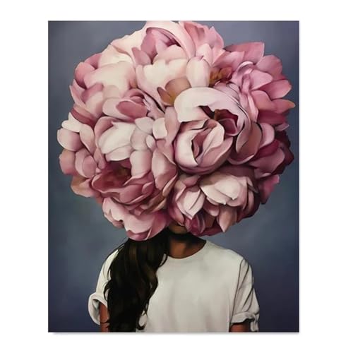 MINGYTN Wandkunst Leinwanddrucke Abstraktes Porträt Blumen Federn Frau Wandkunst Minimalistischer Druck Leinwand Malerei Poster Für Wohnzimmer Moderne Wohnkultur(H,40x60cm) von MINGYTN