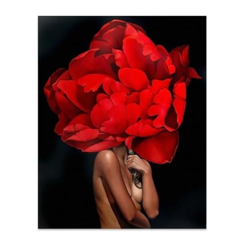 MINGYTN Wandkunst Leinwanddrucke Abstraktes Porträt Blumen Federn Frau Wandkunst Minimalistischer Druck Leinwand Malerei Poster Für Wohnzimmer Moderne Wohnkultur(Q,40x60cm) von MINGYTN