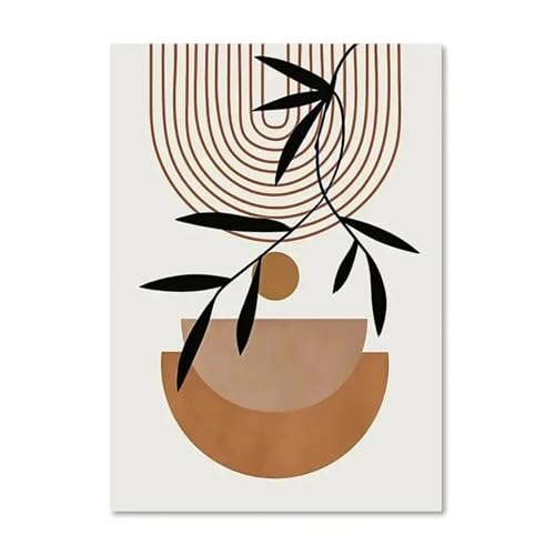 MINGYTN Wandkunst Leinwanddrucke Blätter Geometrische Boho Poster Beige Pflanze Wand Kunst Minimalistischen Druck Leinwand Malerei Für Wohnzimmer Moderne Wohnkultur(EIN,40X50cm) von MINGYTN