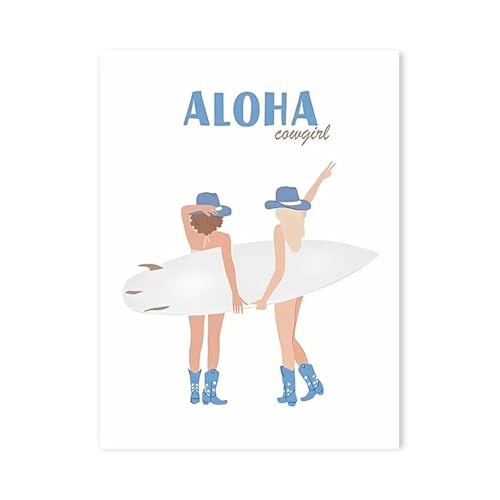 MINGYTN Wandkunst Leinwanddrucke Blau Western Cowgirl Surf Wand Kunstdruck Poster Nordic Abstrakte Spaten Ace Leinwand Malerei Moderne Wohnzimmer Schlafzimmer Wohnkultur(E,30x40cm) von MINGYTN