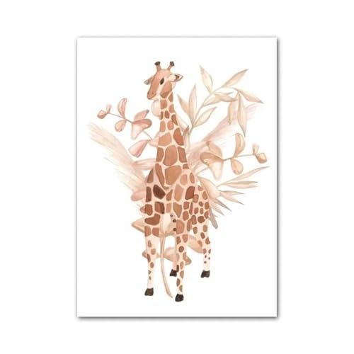 MINGYTN Wandkunst Leinwanddrucke Boho Mond Giraffe Bär Windspiel Blume Kinderzimmer Wandkunst Poster Minimalistischen Druck Leinwand Malerei Für Wohnzimmer Wohnkultur(EIN,30x40cm) von MINGYTN