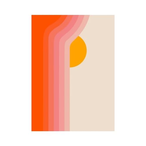 MINGYTN Wandkunst Leinwanddrucke Boho Retro Abstrakte Streifen Sonnenuntergang Regenbogen Blume Poster Drucke Moderne Wand Kunst Leinwand Malerei Für Wohnzimmer Wohnkultur(H,40x50cm) von MINGYTN