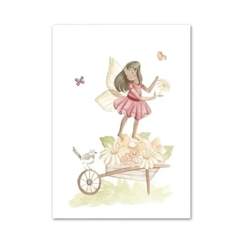 MINGYTN Wandkunst Leinwanddrucke Fee Blume Dinosaurier Fuchs Hirsch Kinderzimmer Wand Kunst Poster Minimalistischen Druck Leinwand Malerei Für Wohnzimmer Moderne Wohnkultur(B,50x70cm) von MINGYTN