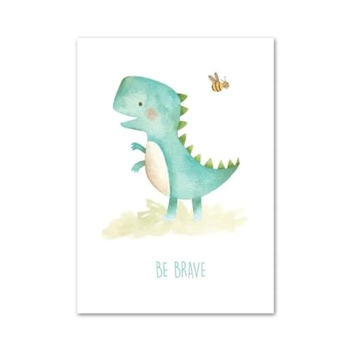 MINGYTN Wandkunst Leinwanddrucke Fee Blume Dinosaurier Fuchs Hirsch Kinderzimmer Wand Kunst Poster Minimalistischen Druck Leinwand Malerei Für Wohnzimmer Moderne Wohnkultur(M,30x40cm) von MINGYTN