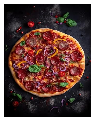 MINGYTN Wandkunst-Leinwanddrucke Köstliche Pizza Kunst Poster Leinwand Druck Farbe Mode Trend Zimmer Home Villa Dekoration Ästhetik Leinwand Kunst Dekoration(C,40X50cm) von MINGYTN