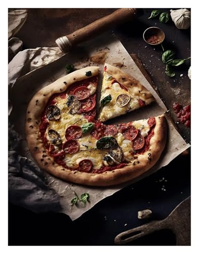 MINGYTN Wandkunst-Leinwanddrucke Köstliche Pizza Kunst Poster Leinwand Druck Farbe Mode Trend Zimmer Home Villa Dekoration Ästhetik Leinwand Kunst Dekoration(I,40X50cm) von MINGYTN