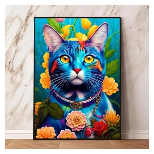 MINGYTN Wandkunst Leinwanddrucke Leinwand Kunstwerk Malerei Bunte Katze Tier Kinder Schlafzimmer Modern Home Comics Bilder Room Decor(O,40X50cm) von MINGYTN