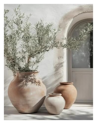 MINGYTN Wandkunst Leinwanddrucke Leinwand Malerei Moderne Griechischen Insel Santorini Strand Olive Baum Landschaft Wohnzimmer Dekoration Wand Dekor(I,40x60cm) von MINGYTN