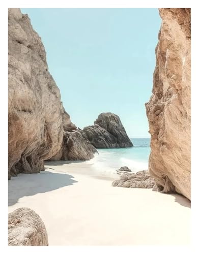 MINGYTN Wandkunst Leinwanddrucke Leinwand Malerei Moderne Griechischen Insel Santorini Strand Olive Baum Landschaft Wohnzimmer Dekoration Wand Dekor(M,40x60cm) von MINGYTN