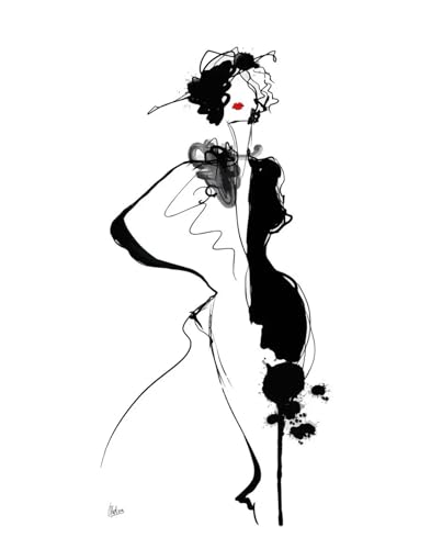 MINGYTN Wandkunst Leinwanddrucke Leinwand Malerei Schwarz Und Weiß Linie Schönheit Partikel Abstrakte Nackte Wand Kunst Dekor Farbe Nach Hause(J,50x70cm) von MINGYTN