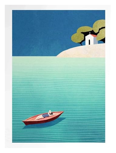 MINGYTN Wandkunst Leinwanddrucke Leinwand Malerei Wand Kunst Bild Einfache Outdoor Sommer Strand Landschaft Poster Sunset Surfer Schwimmen Ozean(J,40x60cm) von MINGYTN