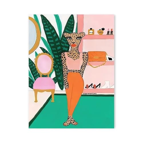 MINGYTN Wandkunst Leinwanddrucke Leopard Surround Augen Poster Und Drucke Bunte Fischschwanz Abstrakte Leinwand Malerei Für Balkon Home Wand Kunst Dekoration(E,50x70cm) von MINGYTN