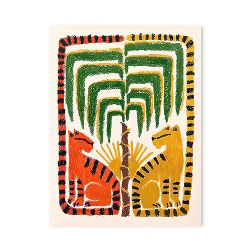 MINGYTN Wandkunst Leinwanddrucke Leopard Surround Augen Poster Und Drucke Bunte Fischschwanz Abstrakte Leinwand Malerei Für Balkon Home Wand Kunst Dekoration(J,50x70cm) von MINGYTN