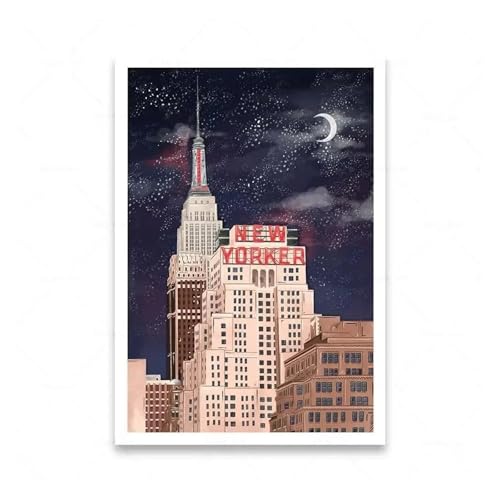 MINGYTN Wandkunst Leinwanddrucke New York Buchhandlung Druck Brooklyn Bridge Central Park Saison Nacht Poster Wand Kunst Leinwand Malerei Für Home Zimmer Dekor(F,20x30cm) von MINGYTN