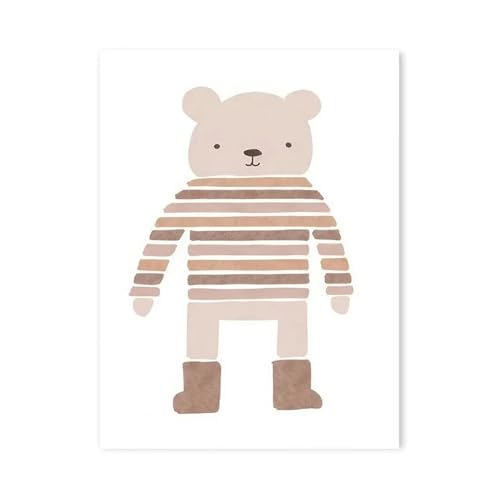 MINGYTN Wandkunst Leinwanddrucke Niedliche Tierbuchstaben Poster Drucke Liebe Gras Blätter Sonne Leinwand Malerei Für Kinderzimmer Wand Kunst Dekoration(D,40x50cm) von MINGYTN