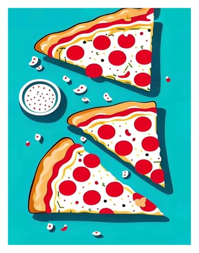 MINGYTN Wandkunst Leinwanddrucke Pizza-Kunst-Poster, Leinwanddruck, Farbe, Mode, Beliebtes Gästezimmer, Home Villa Dekoration, Ästhetik, Natürliche Wandleinwand(I,40x60cm) von MINGYTN