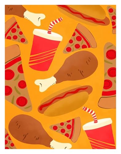 MINGYTN Wandkunst Leinwanddrucke Pizza-Kunst-Poster, Leinwanddruck, Farbe, Mode, Beliebtes Gästezimmer, Home Villa Dekoration, Ästhetik, Natürliche Wandleinwand(O,30x40cm) von MINGYTN