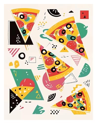MINGYTN Wandkunst Leinwanddrucke Pizza-Kunst-Poster, Leinwanddruck, Farbe, Mode, Beliebtes Gästezimmer, Home Villa Dekoration, Ästhetik, Natürliche Wandleinwand(U,50x70cm) von MINGYTN