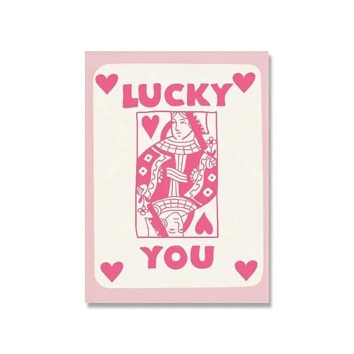 MINGYTN Wandkunst Leinwanddrucke Rosa Creme Ace Karte Glück Sie Ästhetischen Y2k Poster Drucke Moderne Wand Kunst Leinwand Malerei Für Wohnzimmer Wohnkultur(B,40x60cm) von MINGYTN
