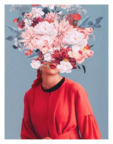 MINGYTN Wandkunst Leinwanddrucke Rose Blumen Köpfe Frau Porträt Wand Kunst Minimalistischen Druck Leinwand Malerei Poster Für Wohnzimmer Moderne Wohnkultur(B,40X50cm) von MINGYTN