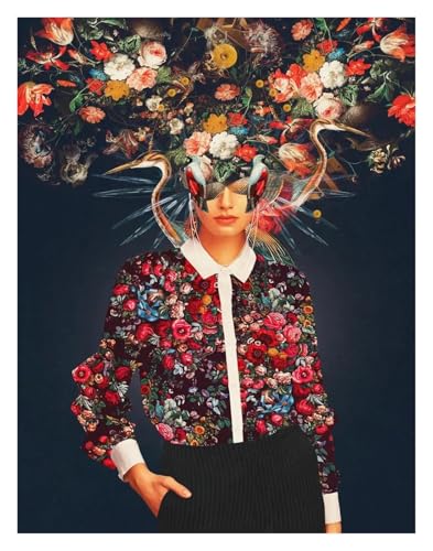 MINGYTN Wandkunst Leinwanddrucke Rose Blumen Köpfe Frau Porträt Wand Kunst Minimalistischen Druck Leinwand Malerei Poster Für Wohnzimmer Moderne Wohnkultur(D,50x70cm) von MINGYTN