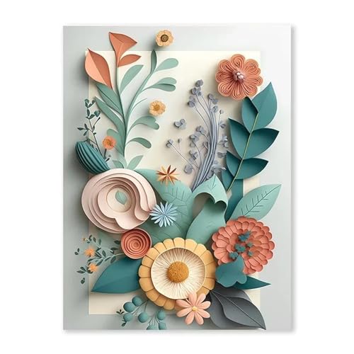 Wandkunst Leinwanddrucke Aquarell Wildblumen Blumen Poster Kein Rahmen Boho Kunst Leinwand Malerei Minimalistisch Moderne Wandbild Dekor(F,20x30cm) von MINGYTN