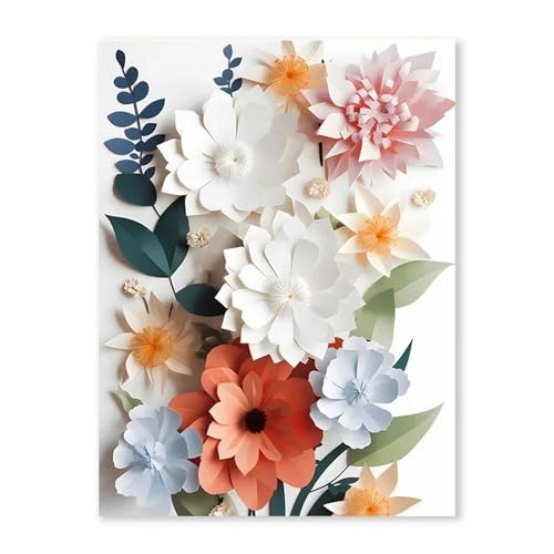 Wandkunst Leinwanddrucke Aquarell Wildblumen Blumen Poster Kein Rahmen Boho Kunst Leinwand Malerei Minimalistisch Moderne Wandbild Dekor(G,30x40cm) von MINGYTN