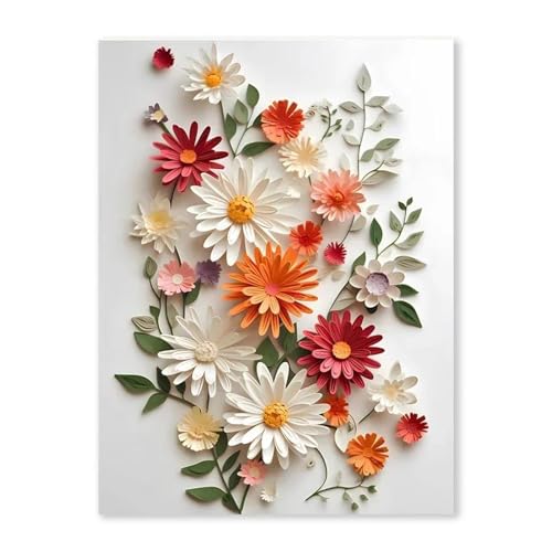 Wandkunst Leinwanddrucke Aquarell Wildblumen Blumen Poster Kein Rahmen Boho Kunst Leinwand Malerei Minimalistisch Moderne Wandbild Dekor(I,30x40cm) von MINGYTN