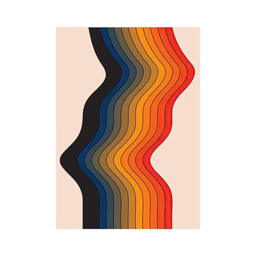 Wandkunst Leinwanddrucke Boho Retro Abstrakte Streifen Sonnenuntergang Regenbogen Blume Poster Drucke Moderne Wand Kunst Leinwand Malerei Für Wohnzimmer Wohnkultur(F,20x30cm) von MINGYTN