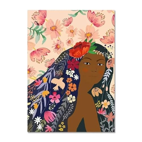 Wandkunst Leinwanddrucke Bunte Abstrakte Mode Marokkanische Mädchen Wandkunst Poster Minimalistischen Druck Leinwand Malerei Für Wohnzimmer Moderne Wohnkultur(H,50x70cm) von MINGYTN