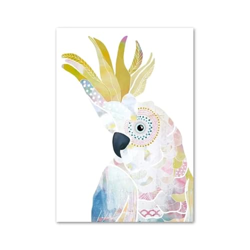 Wandkunst Leinwanddrucke Bunte Vogel Papagei Spatz Feder Nordische Minimalistische Ästhetik Druck Leinwand Malerei Für Wohnzimmer Moderne Wohnkultur(C,40x60cm) von MINGYTN