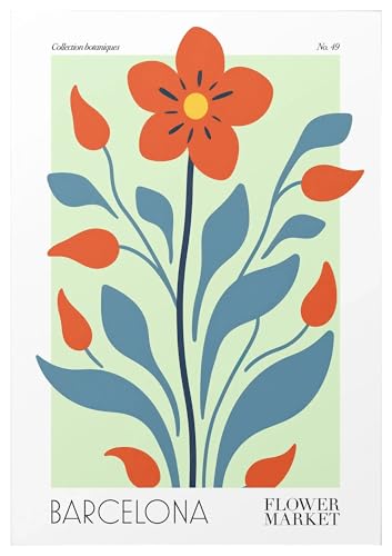 Wandkunst Leinwanddrucke Leinwand Malerei Dekoration Minimalistischen Blume Markt Ausstellung Poster Mid Century Moderne Drucke Home Zimmer Abstrakte Decor(B,40X50cm) von MINGYTN